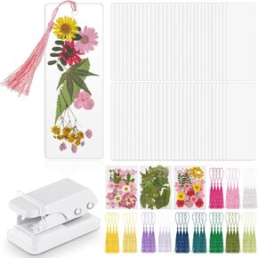 DIY Bookmark Making Kit 150 Pcs Bookmark Laminating Pouches with 150 Pcs Tassels 2 x 6 Inch Hot Laminator Sleeves 5 Mil Laminating Pouches Dried Flower for Book Lovers Nature Lovers
