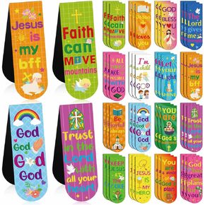 Pasimy 48 PCS مسيحيات الإشارات الإشاراتية الكثفوفة للكتاب المقدس الآية الإشارات الإشارات المغناطيسية الهدايا المسيحية علامة كتاب مغناطيسي ملهمة للعيد الفصح أنشطة مدرسة الفصول الدراسية في الفصول الدراسية لوازم القراءة