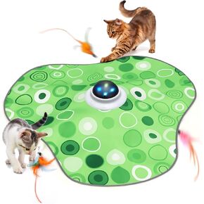 Interactive Cat Toy, Hide and Seek Cat Toys for Indoor Cats, Touch Activated, USB Rechargeable,Moving Feather, for All Breeds Bored Indoor Adult Cats (Yellow)