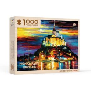 Jigsaw Puzzles for Adults- 1000 Pieces Jigsaw Castles by The Sea- Oil Painting Puzzle Gift- Wooden Jigsaw Puzzles- Smooth Edging Fit Together Perfectly