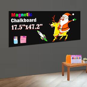 2 Pcs Magnetic Chalkboard Contact Paper 24" x 17.5" Self Adhesive Wall Board Sticker with Liquid Chalk for Kids Black Chalk Board Wallpaper Roll Alternative Magnetic Blackboard Paint