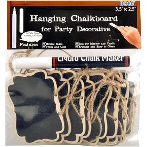 UCEC Mini Erasable Chalkboards, Double Sided Blackboard with Hanging String for Markers & Chalks, Message Board Signs, Food Labels, Wedding Parties, Pack of 12
