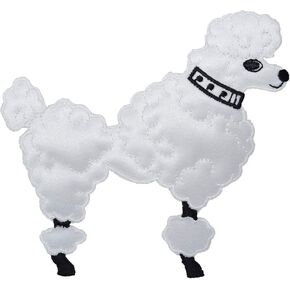 White Poodle Dog - Facing Right - Embroidered Iron on Patch