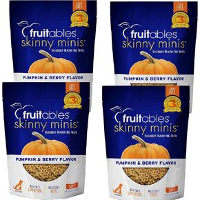 Fruitables Skinny Mini Dog Treats (3 Cal) – Healthy Soft Training Treats – Pumpkin & Blueberry, 12 oz (4 Pack)