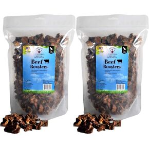 2 Pack of Beef Roaster Bites Single-Ingredient Dog Chews, 1 Pound Each, USA Beef Lung Treats