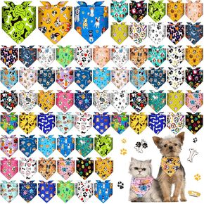 72 Pcs Easter Dog Bandanas Bulk Spring Bandanas for Dog Adjustable Washable Pet Triangle Scarf Soft Kerchief Bib for Holiday Pet Costume Accessories(Easter)