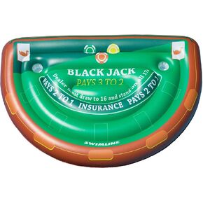 Swimline قابلة للنفخ في لعبة Blackjack Table Table مع بطاقات مقاومة للماء Green/Brown ، 60 "/40"/12 "