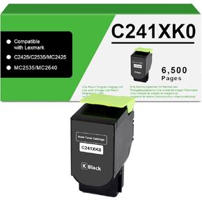 C241XK0 Black Extra High Yield Toner Cartridge 6500 Yield Black Compatible with Lexmark C2425 C2535 MC2425 MC2535 MC2640