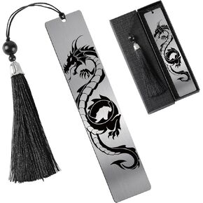 Fantasy Dragon Bookmark Gifts - Cool Metal Book Mark Reading Men Boys Unique Page Makers with Tassel for Students Teens Kids Novel Lovers Fans Bookish Graduation Birthday Back to School