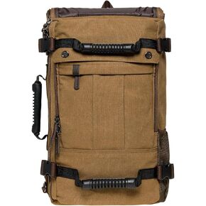 KAUKKO Canvas Travel Backpack Multi-Functional Bag Fits 17" Laptop, Large Capacity Hiking Backpack, Outdoor Casual Daypack BLACK,23.8L