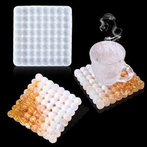 Voyyphixa Square Resin Coaster Molds Cute Bubble Crystal Geode Silicone Molds for Epoxy Resin Coaster Molds for Resin Casting for Making DIY Art Crafts Cups Mats Home Decoration