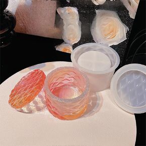 3D Flower & Ghost Jar Silicone Molds – Elegant Rose & Cute Halloween Ghost Storage Box Molds with Lids for Epoxy Resin, Candle Jars, Jewelry, Candy, and DIY Home Décor (Diamond)