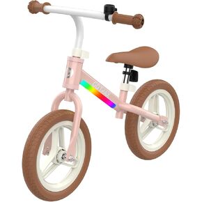 Gotrax KS12 Balance Bike for 2-5, 12" Toddlers Push Bike with LED Light, Adjustable Soft Seat & Handlebar, Flat-Free Tires & Easy Assembly Kids Bicycle, Lightweight & No Pedal, Gift for Boys Girls