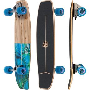 Flow Surf Skates Cruiser - 32"x10" 7-Ply North American Maple Deck with Exotic Veneer, Carving Truck, Fully Assembled, Supports up to 275 lbs for Surf-Like Carving