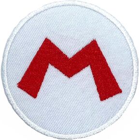 M Mario Iron On Patches for Clothes and jackets, 2.8 x 2.8 x 0.1 in
