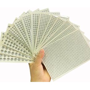 5827 Pieces 3mm/4mm/5mm/6mm/8mm/10mm/ Face Gems Stick on,Self Adhesive Gem Stickers Sheet for Crafts,Makeup and Decorations,6 Sizes