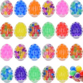 24 Pack Mini Easter Eggs Squeeze Toys Stress Balls Squishy Toys for Kids Boys Girls Easter Egg Hunt Easter Basket Stuffers Egg Fillers Party Favors Gifts