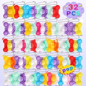 100 PCS Mini Pop Toys Toys Pack Party Party ، و Silicone Silicone Squeeze Pop Bubble Toildge Sensory Sensory ، و Pop -keychain Bubble Toy Party Fillers for Kids ، Wall Pop Toy