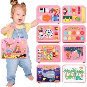 Toddler Busy Board, Montessori Toys for 3+ Year Old Boys Girls Birthday Gifts, Busy Book Sensory Board Learning Educational Activities for Toddlers 3+, Travel Toys for Airplane Car (Farm)