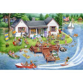 Vermont Christmas Company Lakeside Fun Jigsaw Puzzles for Kids - 100 Piece Interlocking Puzzle for Kids and Seniors - Large, Thick, Durable Puzzles Made with Precision Cutting (19" x 13")