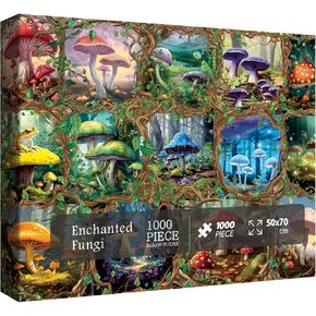 Colorful Mushroom Puzzle for Adult 1000 Piece, Mushroom Art Puzzle for Adults Painting, Fungi Jigsaw Puzzles 1000 Pieces for Adult