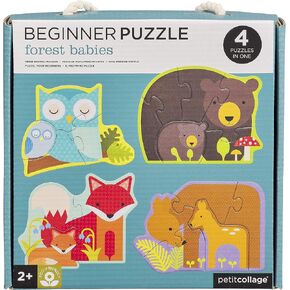 Petit Collage Beginner Puzzle for Kids, Farm Babies – Includes 4 Mini Puzzles (3-5 Pieces Each) – Cute Animal Puzzles for Ages 2+ – Makes a Great Gift Idea