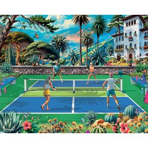White Mountain Puzzles - Pickleball Paradise - 1000 Piece Jigsaw Puzzle for Adults & Kids - Fun Family Activity - 24"x30"
