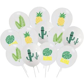 40 Pcs Hawaii Party Balloons, Summer Tropical Balloons, Luau Party Balloons, Leaf Pineapple Cactus Latex Balloons for Summer Hawaii Party Decorations