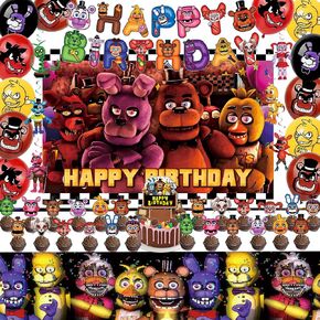 58 Pcs Game Birthday Decorations,Included Banner,Tablecloth,Hanging Swirls,Cake Topper,Cupcake Toppers,Backdrop,Balloon,Game Tableware Set for Boy and Girl Party Decorations