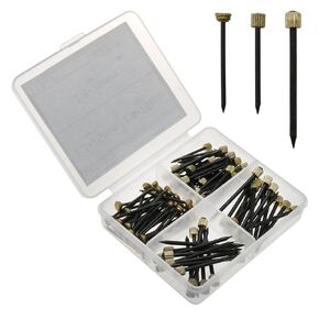 MEETOOT 110PCS 3 Size Black Centre Piercing Brass Cap Studs Picture Hanging Pegs Wall Decorative Nail Hardware Hook Nail for Fixing Hook Coat Hanger Kitchen Tool Keychain
