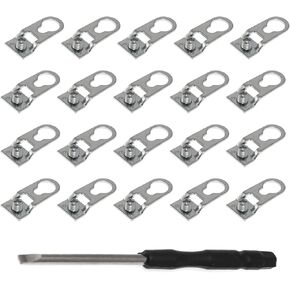 Maxmoral 20PCS Metal Frame D Ring Picture Hanger with Screws and Screwdriver Picture Frame Mounting Hooks Aluminum Picture Frame Thickened Corner for Open Frame Channel