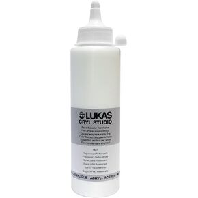 LUKAS CRYL Studio Artists Paint High Pigment Concentration Paint - 250 ml Bottle - Fluorescent Reflex White