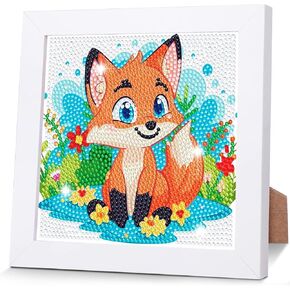 WEMEON Cow Diamond Art Painting Kits for Kids with Frame,Animal Diamond Art for Kids Ages 4-8-12,Package for Gift and Home Wall Decor(7x7inch)