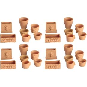 COHEALI 28 Pcs Dollhouse Flower Dollhouse Planter Miniature Clay pots Mini Flower Terra Cotta pots Pot Miniature Simulation