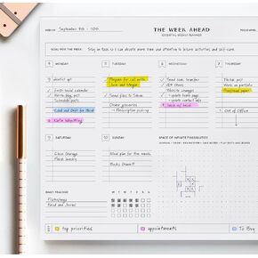 Threekin Weeklly Planner-Premium 52 Sheet Tear-Off Notepad ، 8.5 × 11 بوصة ، تصميم ملون نظيف ، مثالي للعمل ، والمدرسة ، والمشاريع ، ورجال الأعمال ، والأعمال التجارية الإناث والولايات المتحدة الأمريكية