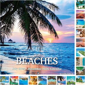 2025-2026 Calendar - Wall Calendar 2025-2026, Jul.2025 - Dec.2026, 12" x 24" (Open), 2025-2026 Wall Calendar with Unruled Blocks - Sea View
