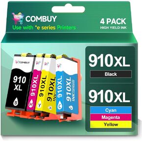 910XL Ink Cartridges Replacement for HP Ink 910 910XL Ink Cartridges Combo Pack use with HP OfficeJet Pro 8025e 8020 8015e 8022e 8028e 8035e 8025 8035 8022 Printer (Black, Cyan Magenta, Yellow)
