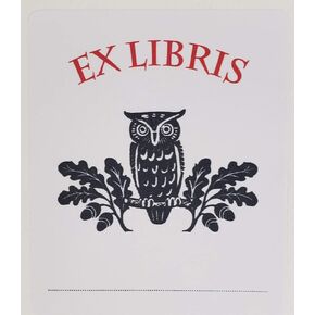 Bookplate with Owl - Ex Libris. Set of 10. 3"H x 2 1/2"W Fill in Style