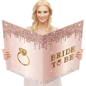 Bachelorette Party Decorations Bridal Shower Card with Envelope, Jumbo Rose Gold Bride To Be Guest Book Party Supplies, Pink Extra Large Hens Night Women Wedding Engagement Greeting Card