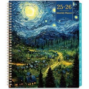 2025-2026 Planner - Monthly Planner 2025-2026, Monthly Calendar, JUL. 2025 - DEC. 2026, 9" x 11", 18 Month with Tabs & Pocket, Flexible Cover, Holidays - Oil Painting