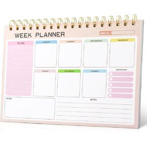 Weekly To Do List Notepad with 52 Undated Tear Off Sheets（6.5"×9.5"), Desk Notepad with Multiple Sections, Planning Notepad Calendars for Student Office and Homes