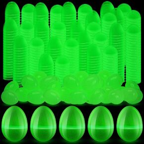 Leyndo 100 Pcs Glow in the Dark Easter Eggs 2.5 Inch Glow Easter Eggs Bulk Kids Glow in the Dark Party Supplies Easter Basket Stuffers Gifts Easter Night Eggs for Filling Candy Treats for Easter