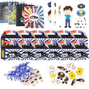 Tigerdoe Police Birthday Party Decorations - Police Party Favors Set for 12 Children - Police Officer Kids Party Favors - Notepads, Whistles, Make-a-Face Stickers, tattoos