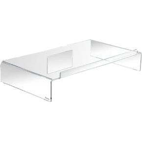 Kantek Acrylic Computer Monitor Stand with Keyboard Storage, Holds up to 50 Pounds, 21.25" x 11.9" x 3.4", Clear