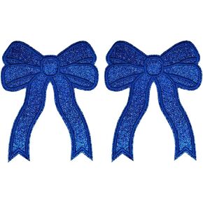 2Pcs Black Bow Iron On Patches Glitter Sweatshirts Side Bow Embroidered Patch Cute Applique DIY Decorative Accessories for Clothes Backpacks Jackets Hats
