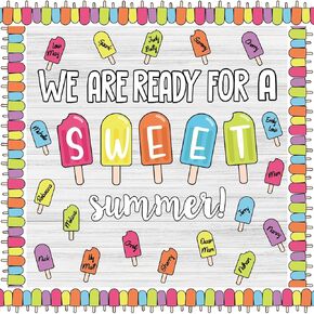 Summer Bulletin Board Decorations, Summer Classroom Decoration Set, Sweet Summer Popsicle Decoration Cutouts with Glue Points for Teacher School Supplies Office Door Wall Decors, 52 Pack