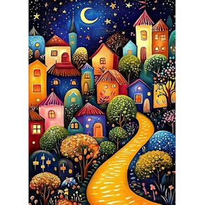 Keyifa Diamond Art Kits ملخص اللوحة الماس المناظر الطبيعية للبالغين ، تدريبات كاملة 5D ، المنازل Diamond Dots Painting Mosaic للمبتدئين ، مركبة Art Gems DIY لديكور الجدار المنزلي 30x40 سم