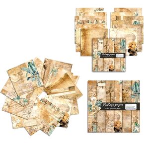 Syntego 24 Sheets, 12 Designs Vintage Paper Design Decorative Acid Free Scrapbook Paper 160gsm,Single Sided 30cm x 30cm(12in x 12in)