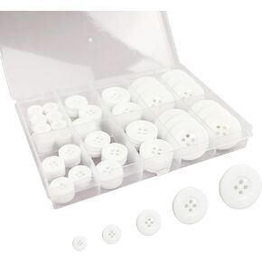 100Pcs Wide Edge Black Sewing Buttons,4-Hole Craft 5 Sizes,with Compartment Storage Box, Suitable for Sewing,Suit Coat Shirt Buttons，DIY Decoration