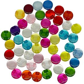 MMvolesy Mix Colors 50Pcs Shiny Cat's Eye Resin Buttons for Kids Clothing - Assorted Pearl Buttons (12mm 1/2Inch,) Sewing Accessories for DIY Crafts, Garment Making, Children's Shirts